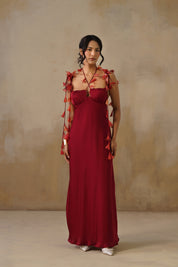 Crimson Bloom Reversible Dress