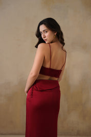 Crimson Dusk Satin Skirt