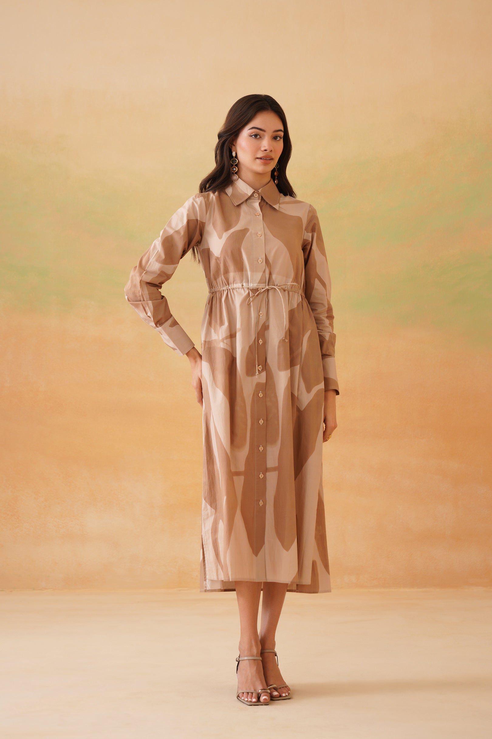 Aurora Bloom brown Midi shirt dress – IERA
