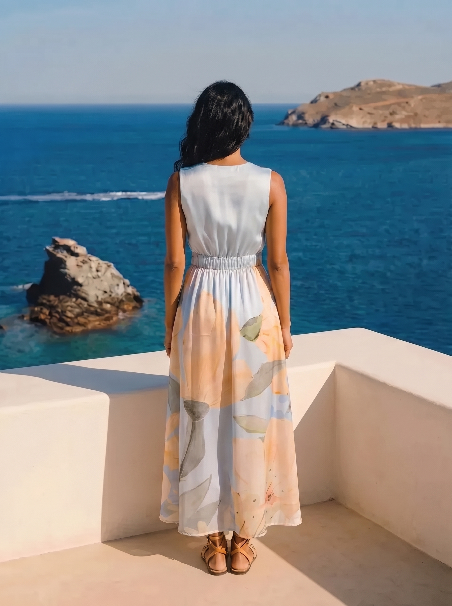 Azure Petal Wrap Dress