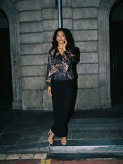 Midnight Panther Modal Silk Top